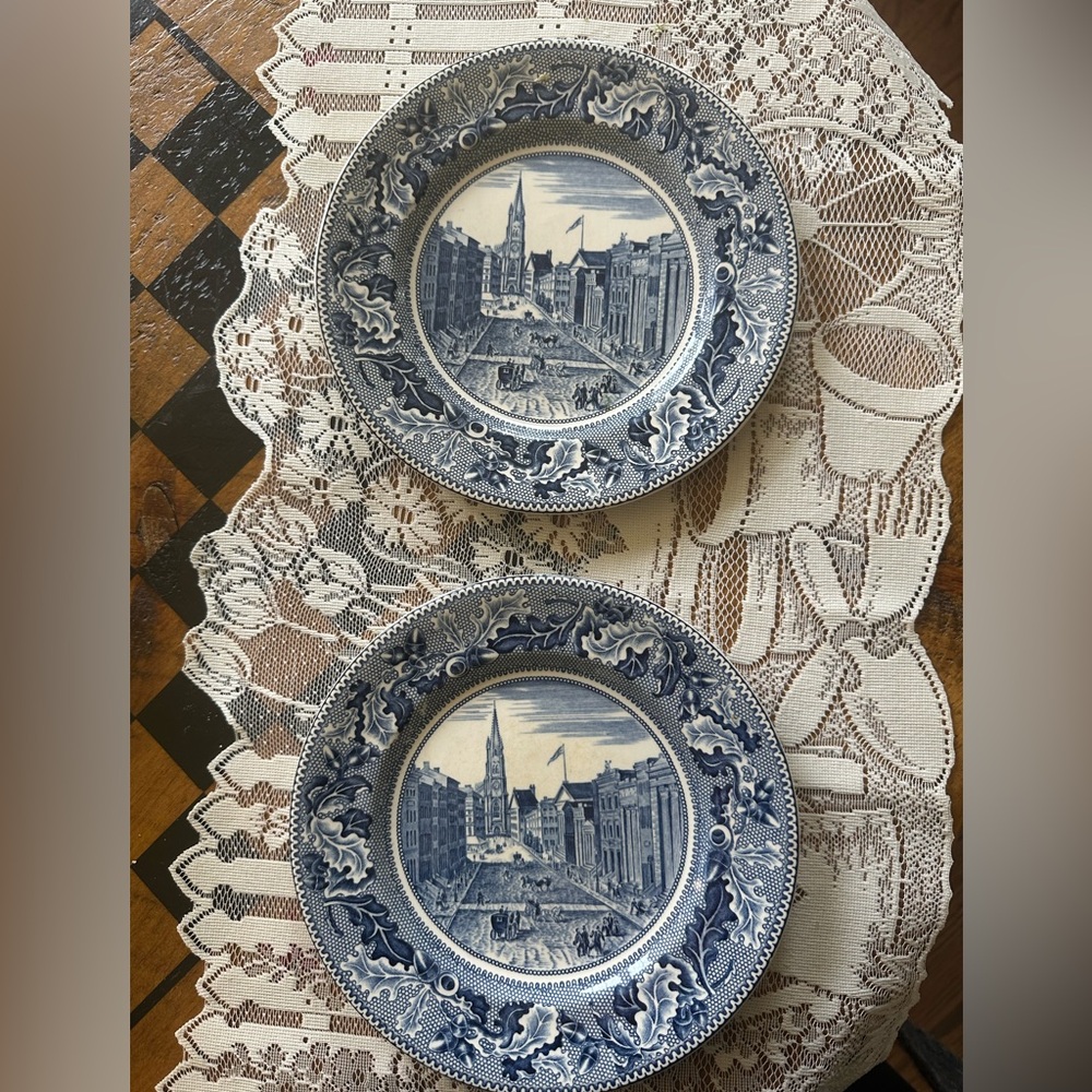 Johnson Bros “Historic America” Wall Street New York, luncheon plates